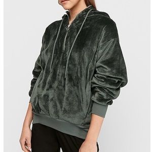 express one eleven oversized velour hoodie